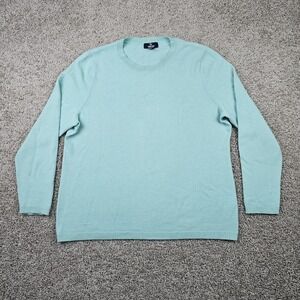 Lands End Women's Sweater 100% Cashmere Sz 1X 16W-18W Aqua Blue Round Neck